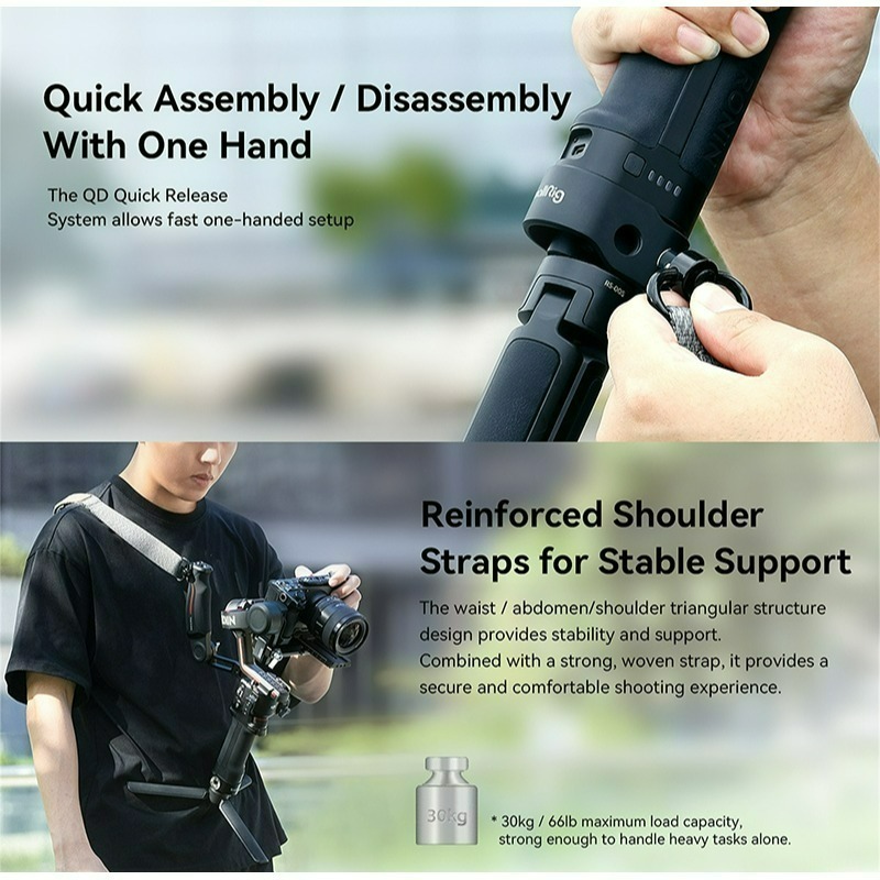 三重☆大人氣☆ SmallRig 4383 穩定器 提把 + 減重肩帶 套組  RS2 RS3 RS4 pro-細節圖4