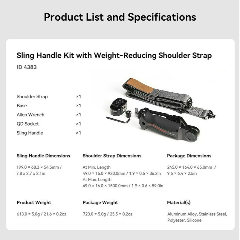 三重☆大人氣☆ SmallRig 4383 穩定器 提把 + 減重肩帶 套組  RS2 RS3 RS4 pro-細節圖7