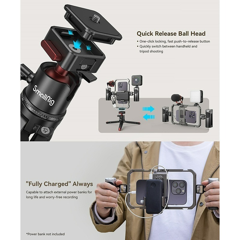 三重☆大人氣☆ SmallRig 3591 C 全能 手機 提籠 麥克風 補光燈 腳架 套組-細節圖5