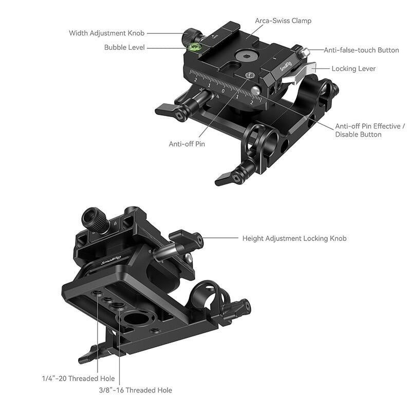 三重☆大人氣☆ SmallRig 4233 通用 Arca-Swiss 15mm導軌 高度可調 升降管夾系統-細節圖4