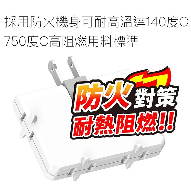 三重☆大人氣☆ POLYWELL 可轉向 4座 3面 插頭 防火材質 體積小 台灣製 BSMI-細節圖3
