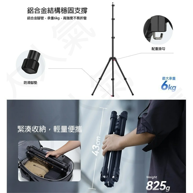 三重☆大人氣☆ Ulanzi T076GBB1 TT43 190cm 輕量 反折 燈架-細節圖3