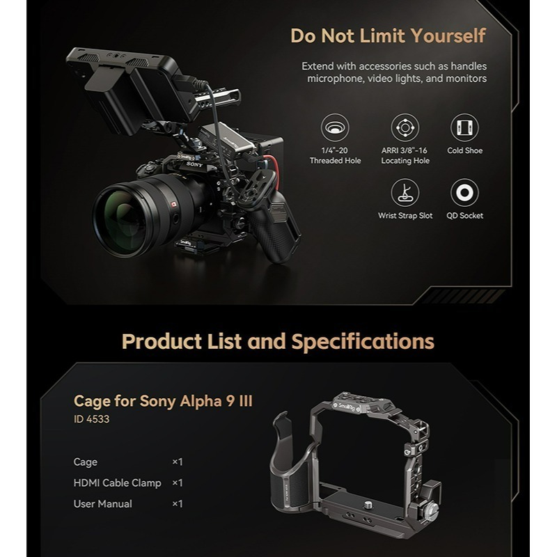 三重☆大人氣☆ SmallRig 4533 專用 提籠 for SONY A9 III A93-細節圖9