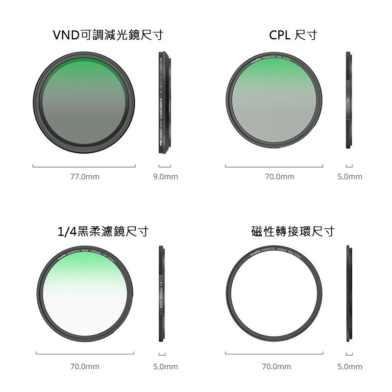 三重☆大人氣☆ SmallRig 4726 67mm 5合1 磁吸濾鏡套組 VND減光鏡 CPL 1/4 黑柔焦-細節圖8