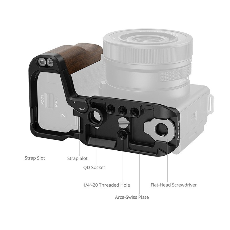 三重☆大人氣☆ SmallRig 4864 木柄握把 L型支架 快拆板 for Sony ZV-E10 II-細節圖3