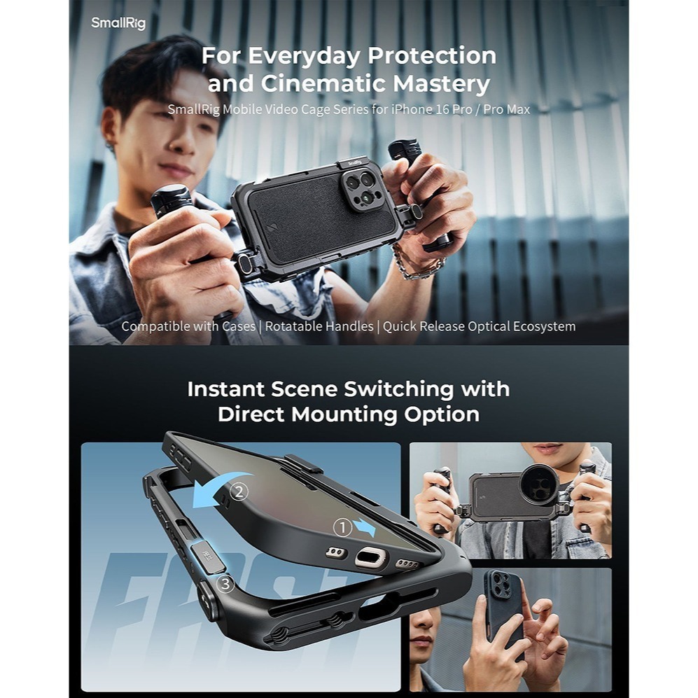 三重☆大人氣☆ SmallRig 5005 iPhone 16 Pro Max 專用 手機 提籠 + 保護框 雙手持版-細節圖8
