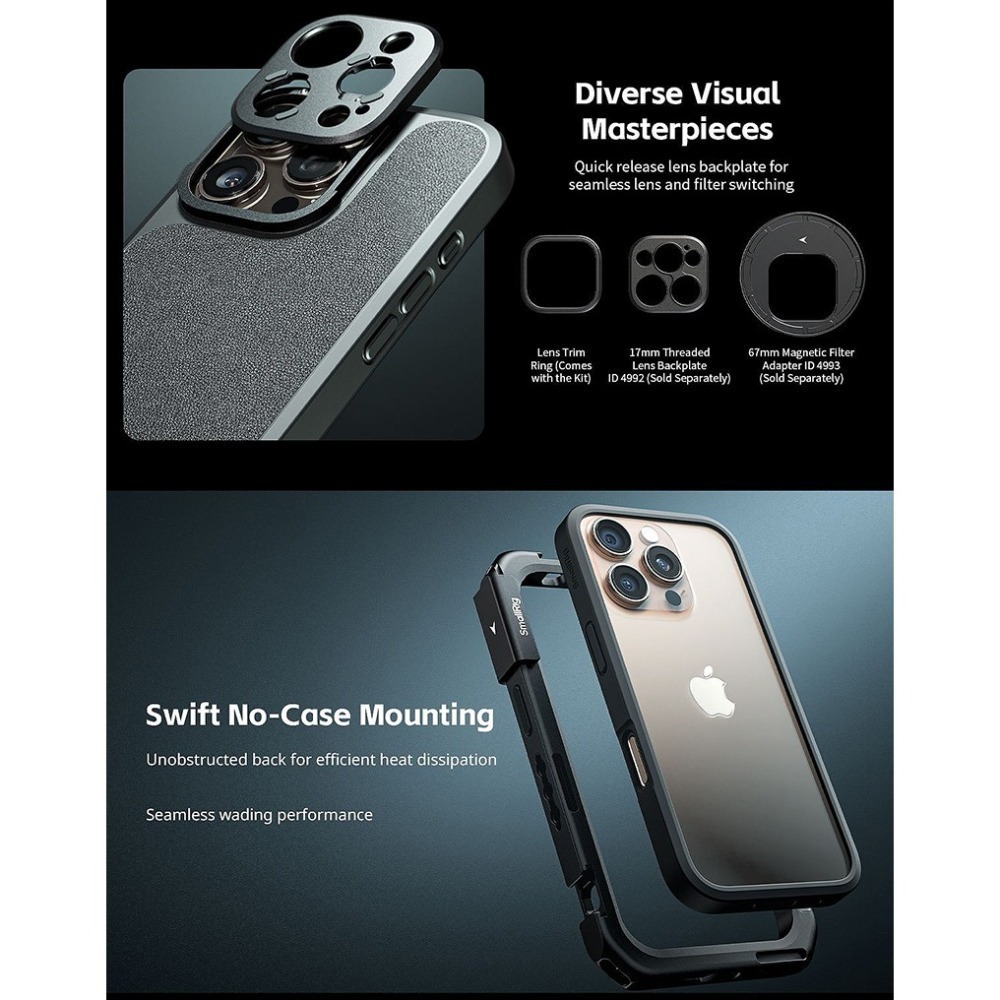 三重☆大人氣☆ SmallRig 5005 iPhone 16 Pro Max 專用 手機 提籠 + 保護框 雙手持版-細節圖10