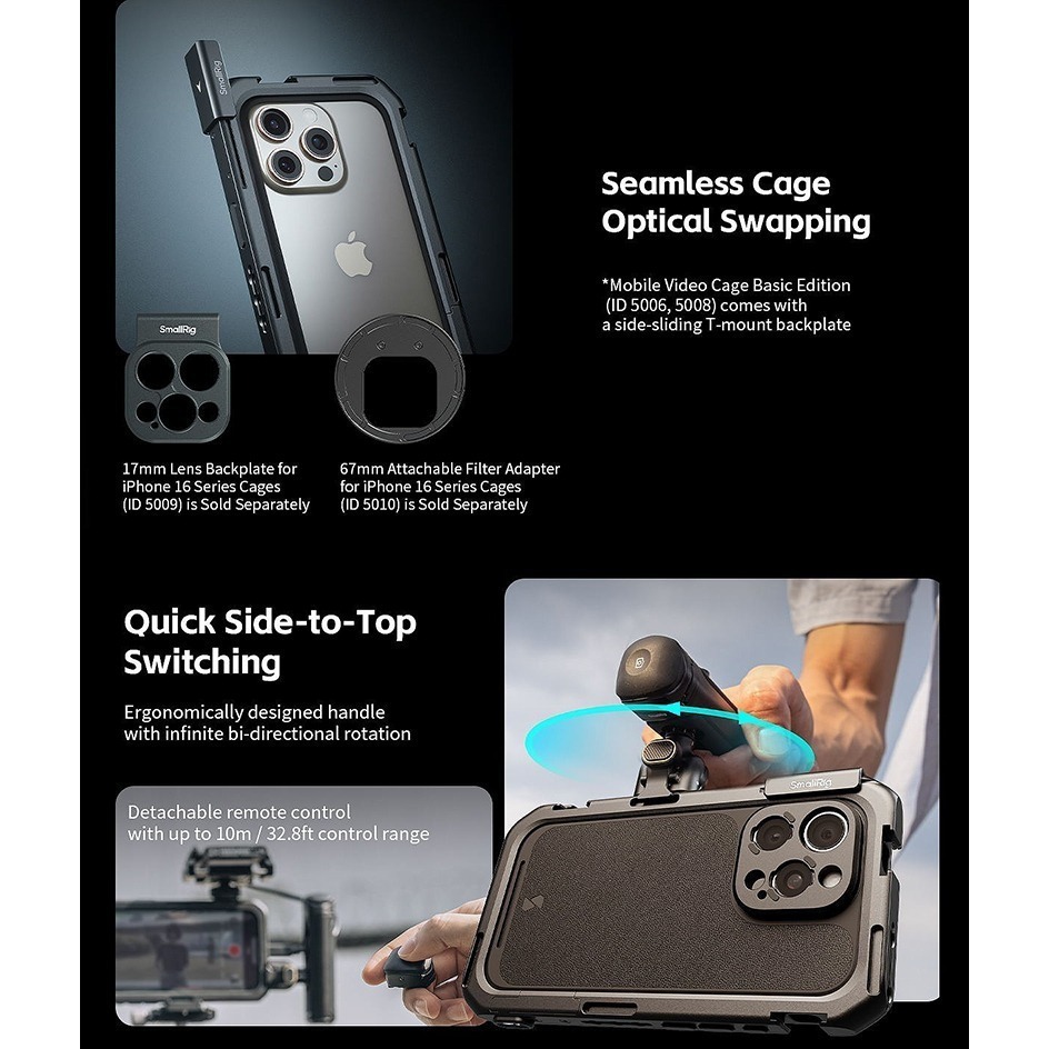 三重☆大人氣☆ SmallRig 5005 iPhone 16 Pro Max 專用 手機 提籠 + 保護框 雙手持版-細節圖11