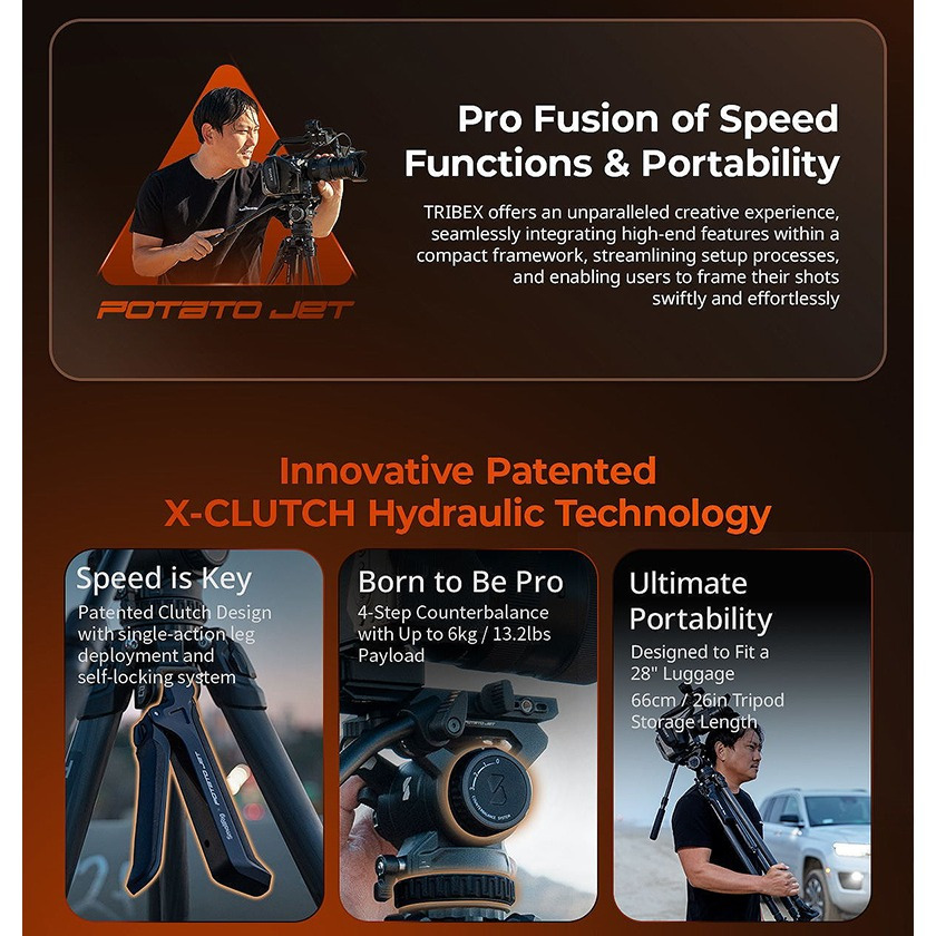 三重☆大人氣☆ SmallRig x Potato Jet TRIBEX 4259 液壓 碳纖維 三腳架-細節圖6