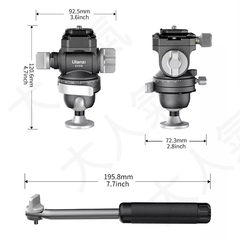 三重☆大人氣☆ Ulanzi EH09 靈巧 攝影 球型 液壓 兩用 倒置 雲台-細節圖11
