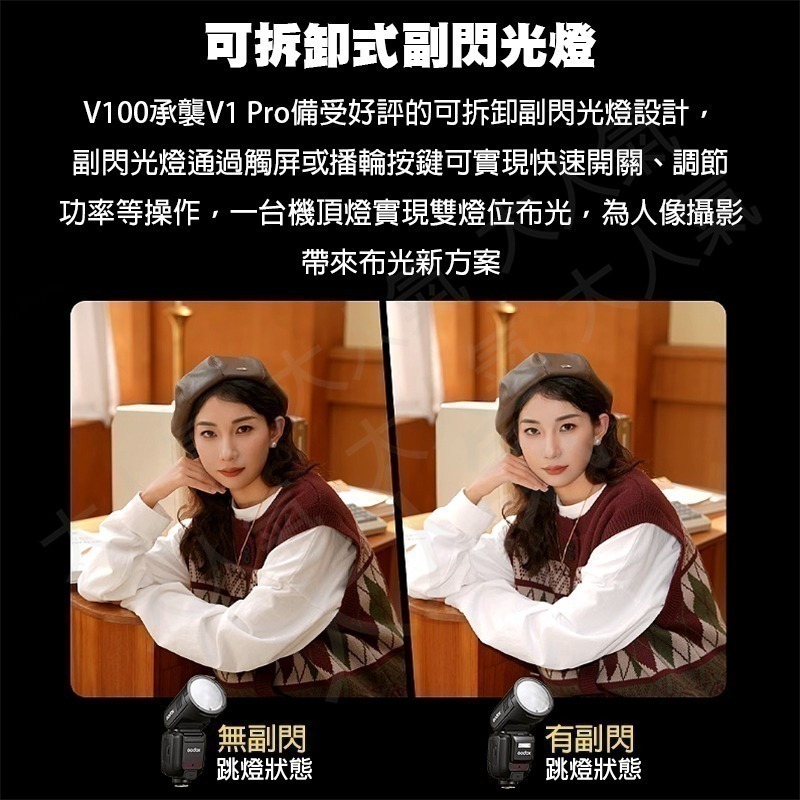 三重☆大人氣☆開年公司貨 Godox 神牛 V100 TTL 鋰電 圓頭 機頂 閃光燈-細節圖7