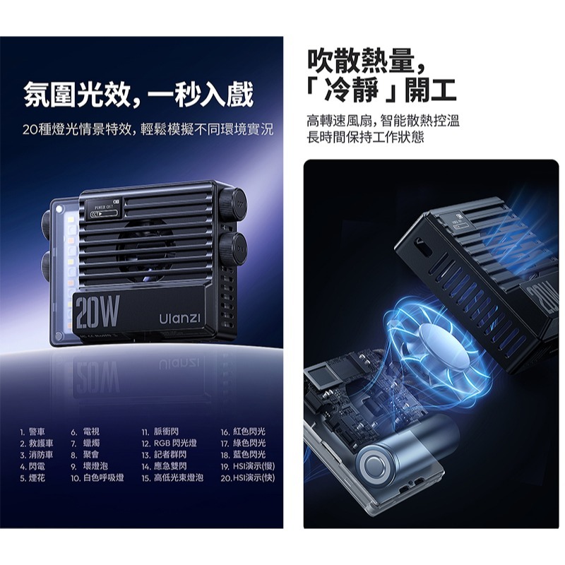 三重☆大人氣☆ Ulanzi L090 LE20 20W RGB 口袋攝影補光燈-細節圖5