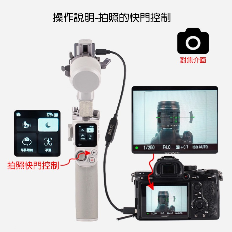 ☆大人氣☆ 希鐵 ZITAY CR38 RS4 mini 穩定器專用 錄影 控制線 for 松下 特定機種 CR38-細節圖6