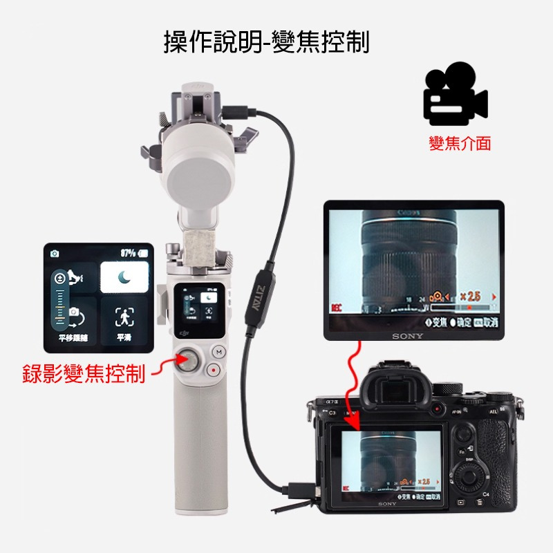 ☆大人氣☆ 希鐵 ZITAY CR38 RS4 mini 穩定器專用 錄影 控制線 for 松下 特定機種 CR38-細節圖7