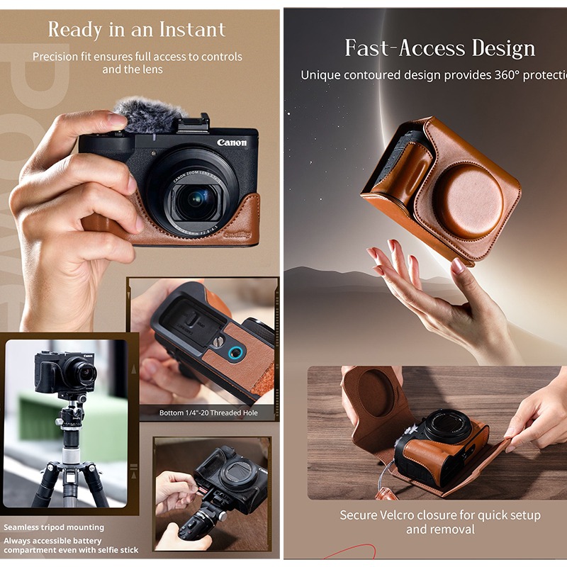 三重☆大人氣☆ SmallRig 5385 棕 / 5386 黑 皮套 套組 for 佳能 Canon V1-細節圖7