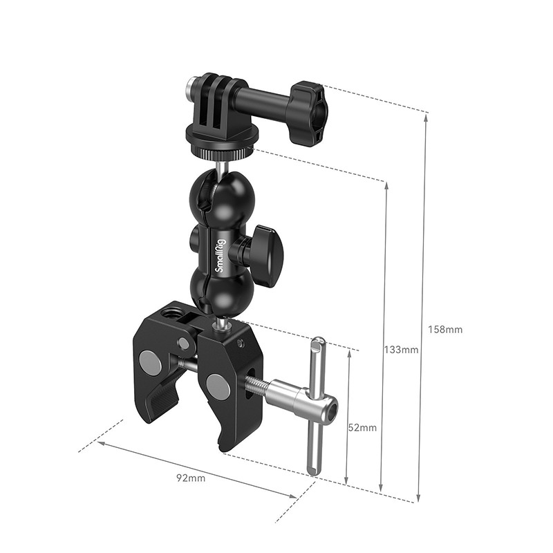 三重☆大人氣☆ SmallRig 5321 蟹形鉗 手臂 帶運動相機接座 套件 (一組2入)-細節圖3