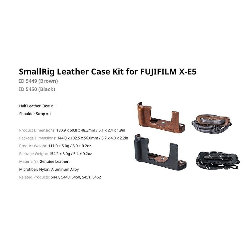 三重☆大人氣☆ SmallRig 5450 黑 / 5449 棕 半籠 皮套 套組 for 富士 X-E5-細節圖7