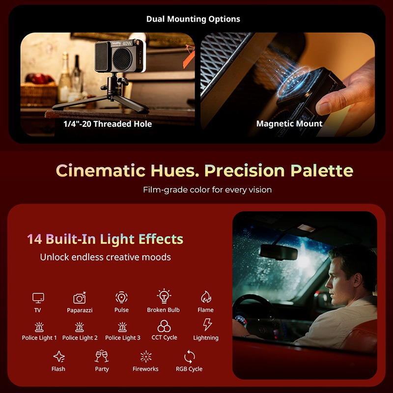 三重☆大人氣☆ SmallRig 5359 RM40C 40W 迷你 LED 補光燈-細節圖8