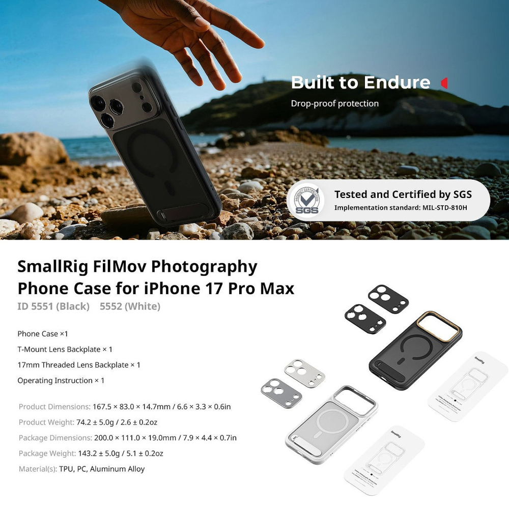 ☆大人氣☆ SmallRig 5551 FilMov 輕量 攝影 手機殼 for iPhone 17 Pro Max-細節圖9
