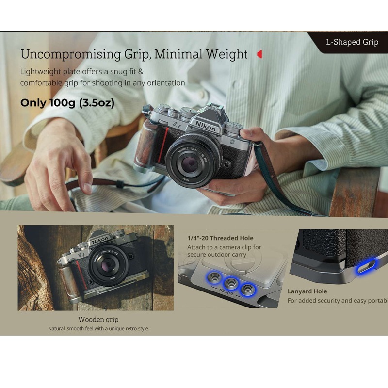 三重☆大人氣☆ SmallRig 5707 木製手把 L型支架 for Nikon Zf（銀色）-細節圖7