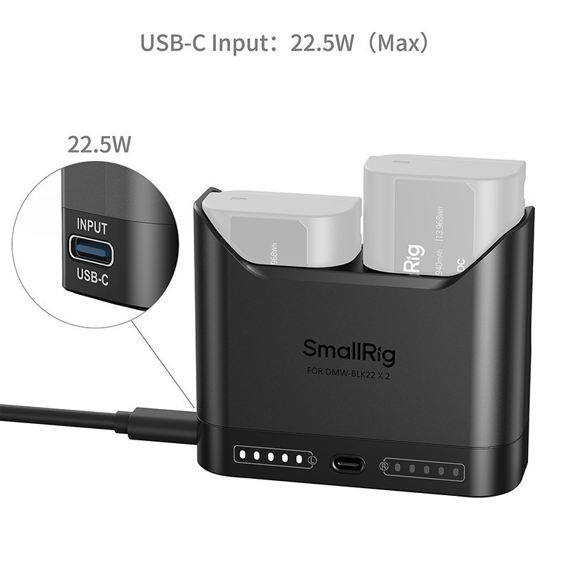 三重☆大人氣☆ SmallRig 5492 BLK22 PD 雙槽充 (不含電池) DMW-BLK22-細節圖3