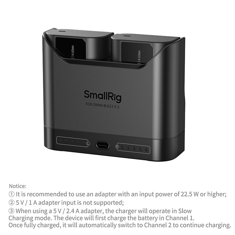 三重☆大人氣☆ SmallRig 5492 BLK22 PD 雙槽充 (不含電池) DMW-BLK22-細節圖7