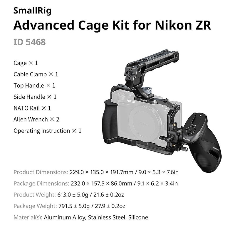 三重☆大人氣☆ SmallRig 5468 高級版 相機 提籠 套裝 for Nikon ZR-細節圖11