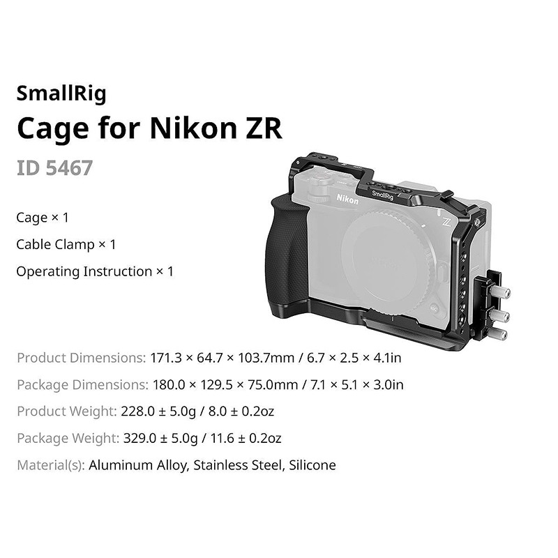 三重☆大人氣☆ SmallRig 5467 專用 提籠 套組 for Nikon ZR-細節圖9