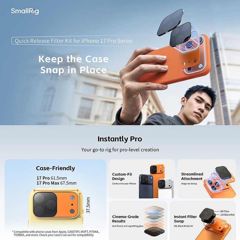 ☆大人氣☆ SmallRig 6072 6073 6074 ND 減光鏡 1/4黑柔鏡 套裝 for 17 Pro-細節圖3