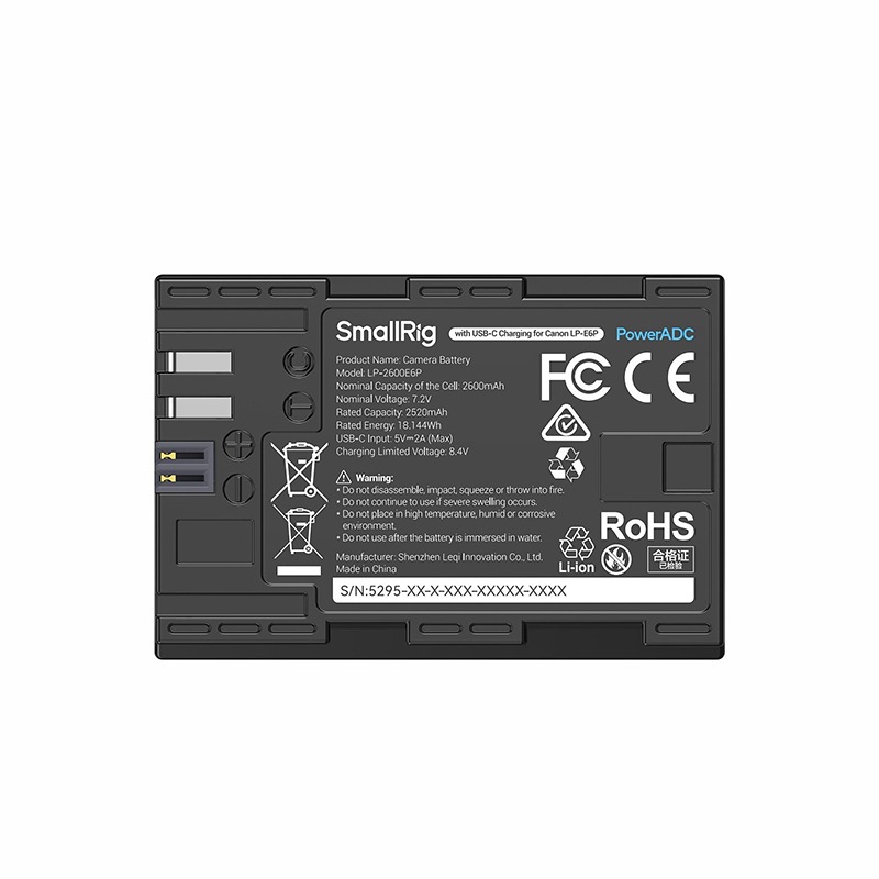 三重☆大人氣☆ SmallRig 5295 Canon LP-E6P USB-C 充電電池 嚴選-細節圖6