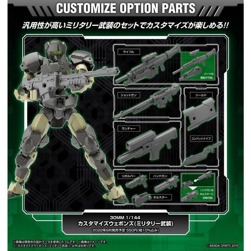 BANDAI 30MM 配件W20 特製武器包  軍風武裝 代理版 組裝模型-細節圖2