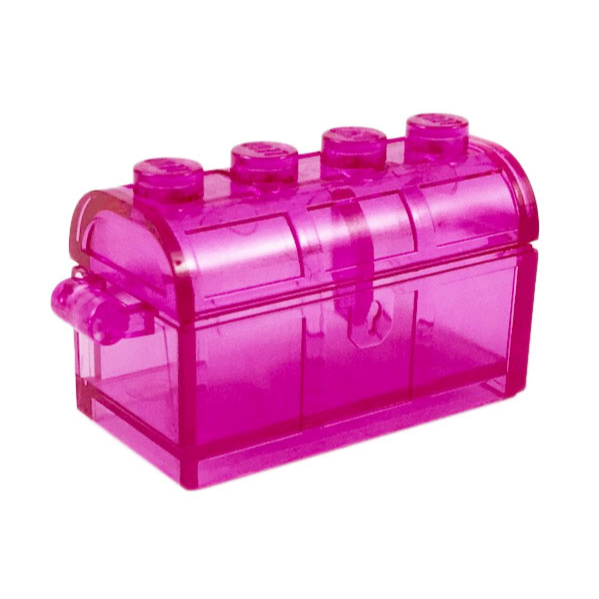 二手 lego 樂高 零件 絕版 5842 5823 寶箱 箱子 透明粉 4738a+4738b-細節圖2