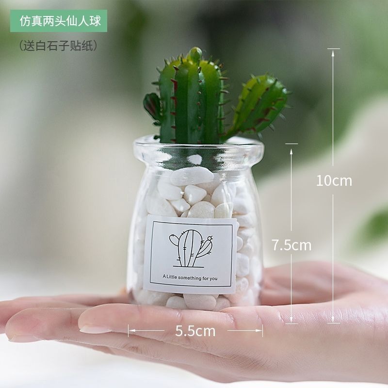 北歐盆栽風假多肉模擬植物簡約裝飾花桌面綠植吊墜室內客廳-細節圖4