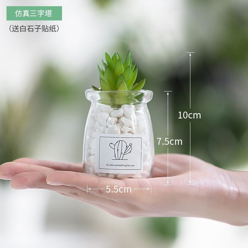 北歐盆栽風假多肉模擬植物簡約裝飾花桌面綠植吊墜室內客廳-細節圖6