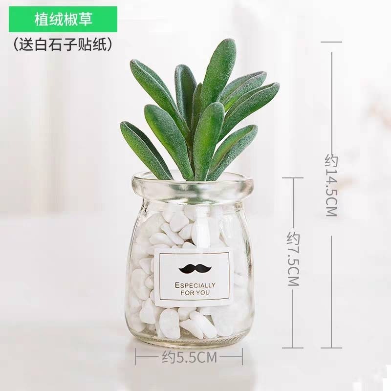北歐盆栽風假多肉模擬植物簡約裝飾花桌面綠植吊墜室內客廳-規格圖7