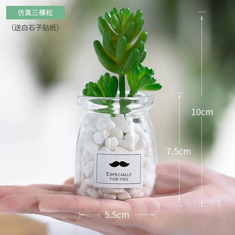 北歐盆栽風假多肉模擬植物簡約裝飾花桌面綠植吊墜室內客廳-規格圖7