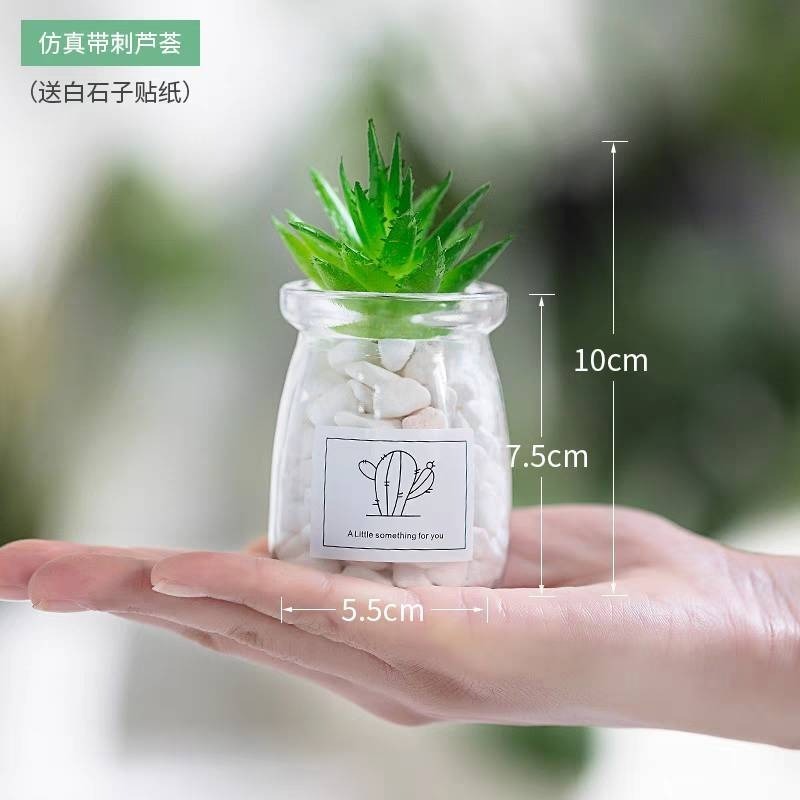 北歐盆栽風假多肉模擬植物簡約裝飾花桌面綠植吊墜室內客廳-規格圖7