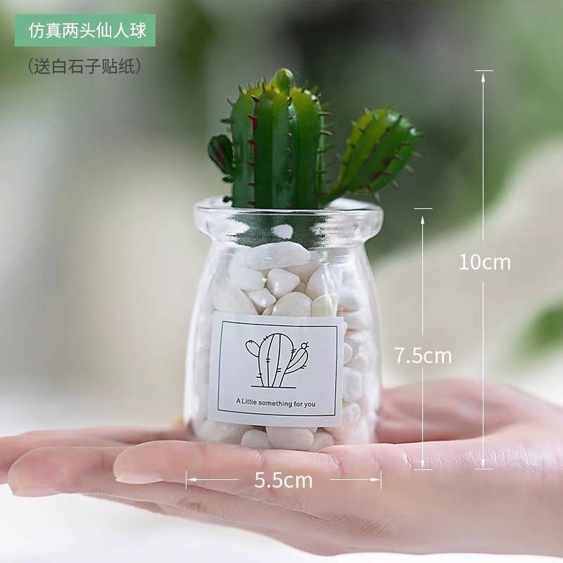 北歐盆栽風假多肉模擬植物簡約裝飾花桌面綠植吊墜室內客廳-規格圖7