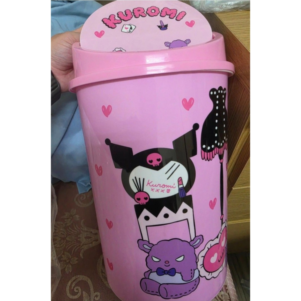三麗鷗 Kuromi 酷洛米 粉色收納桶 附蓋置物桶 雜物桶 居家收納 可愛卡通收納-細節圖3
