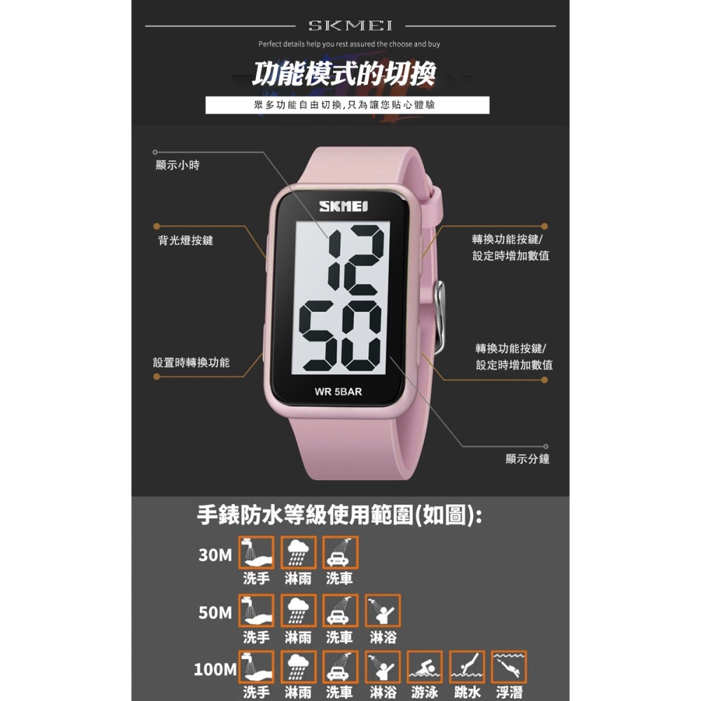 【附鐵盒+牛皮紙盒】LED夜光方形運動時尚電子錶(2016)-細節圖5