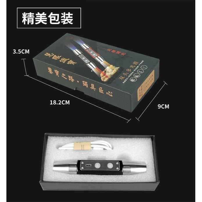 USB不銹鋼鑑寶六光源手電筒 珠寶鑑定 玉石鑑定燈 紫光365 紫光395 玉石 驗鈔 翡翠NZL-006-細節圖7