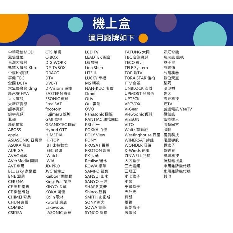 機上盒+電視+DVD+AUX萬用遙控器 開機率99%(AP-X)-細節圖2