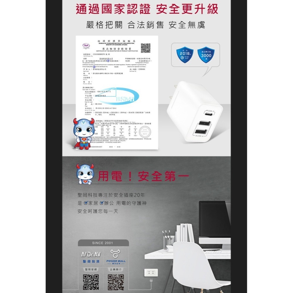 3孔3.1A USB充電器(PB-331AC)-細節圖6