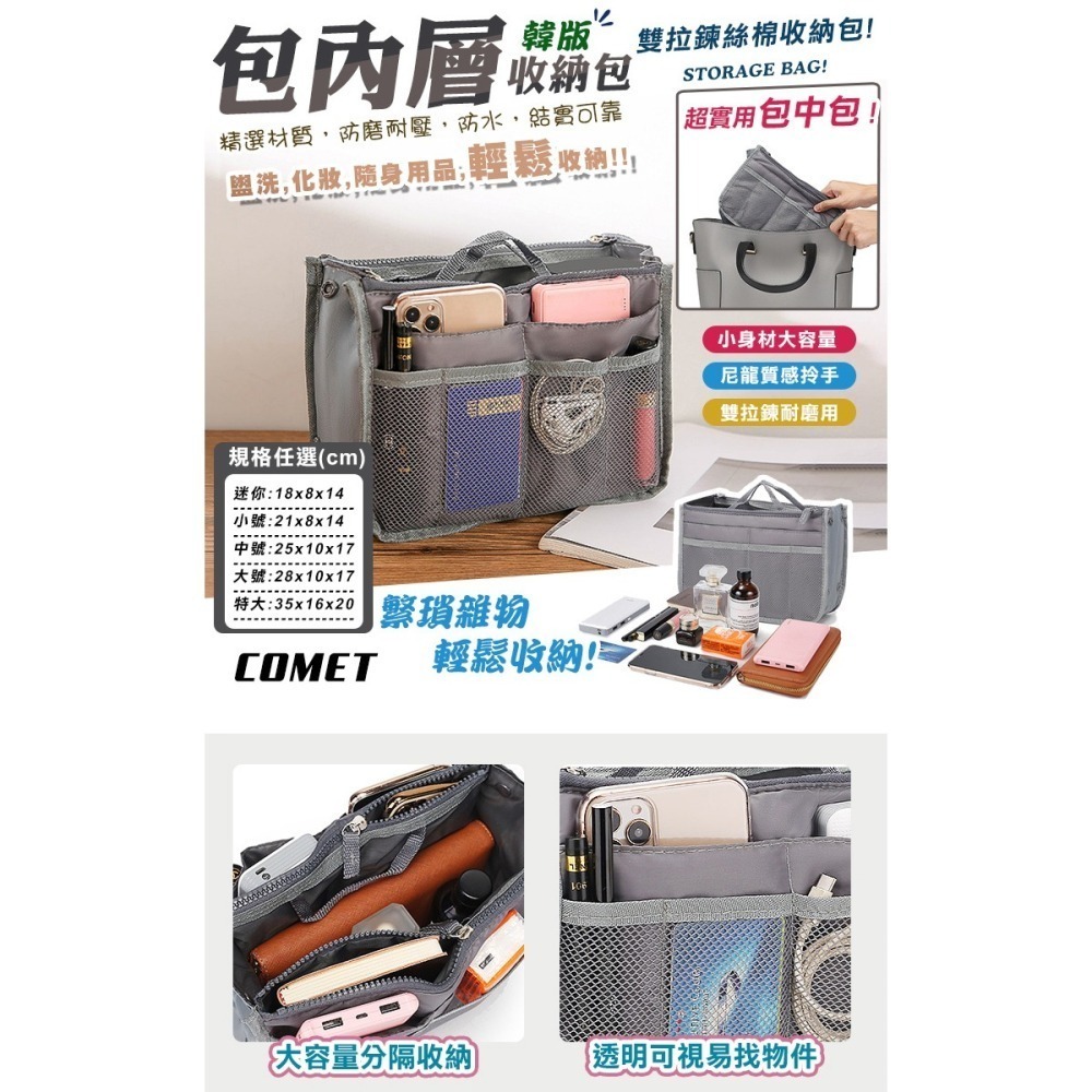 多功能大容量雙拉鍊包中收納包(BZB001)-細節圖2