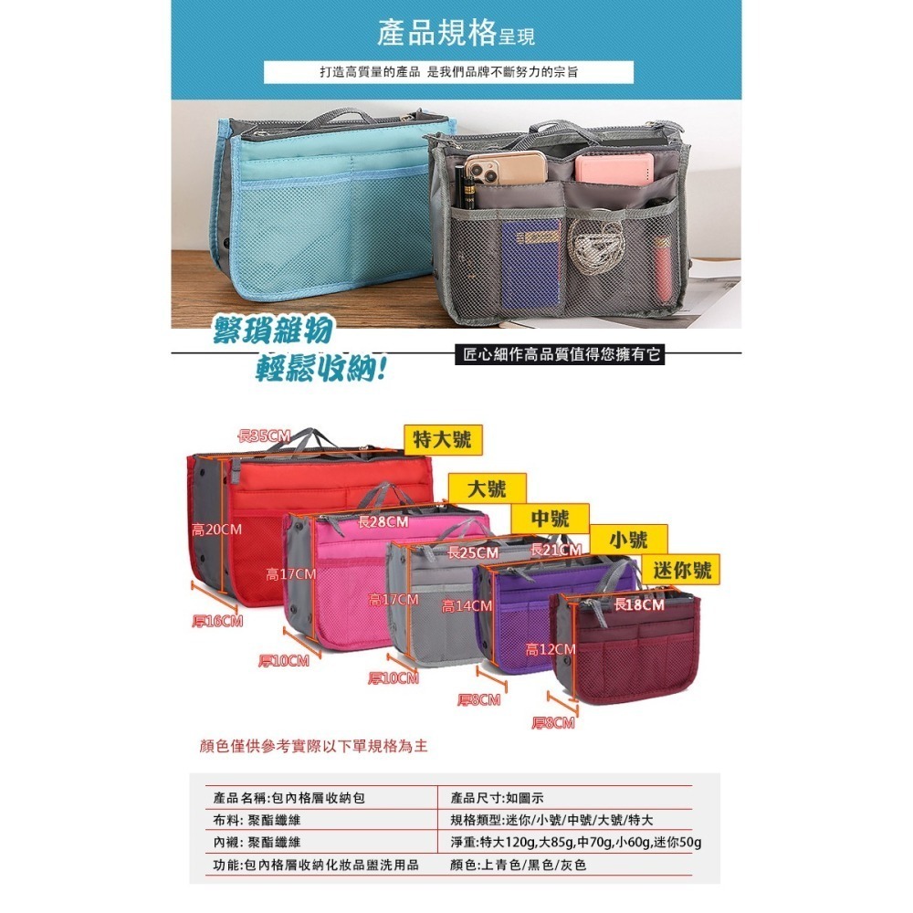 多功能大容量雙拉鍊包中收納包(BZB001)-細節圖5
