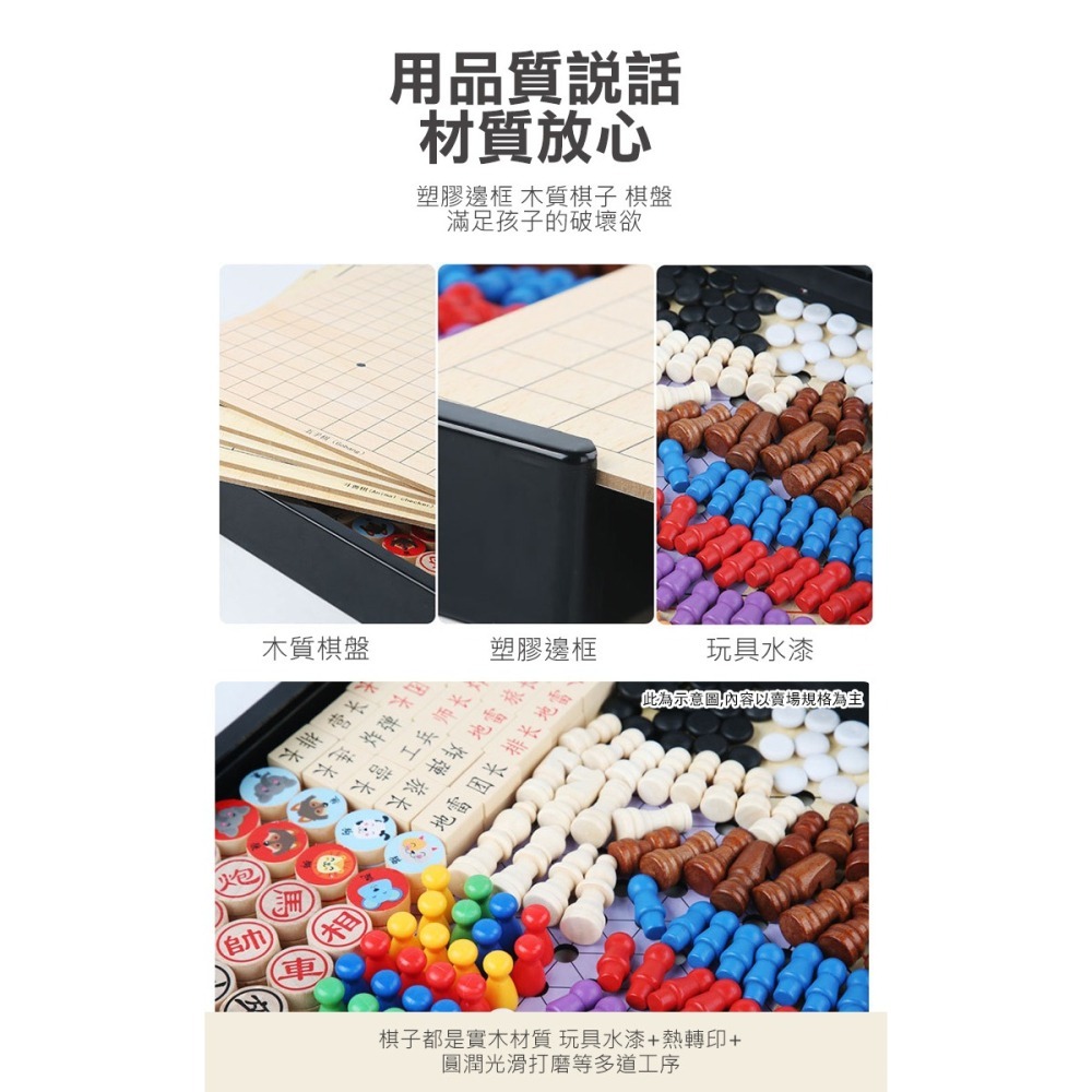 跳棋+象棋+五子棋3合一多功能棋盤組合(SL3-2)-細節圖3