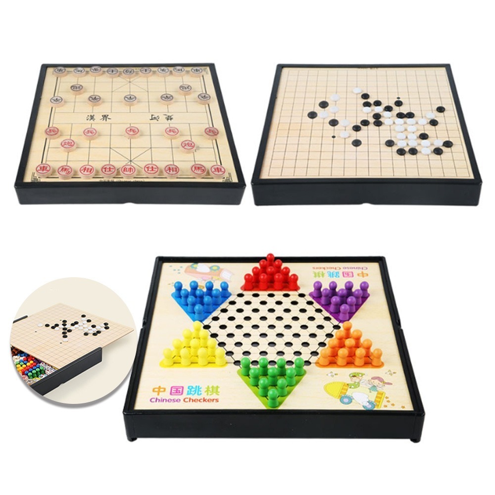 跳棋+象棋+五子棋3合一多功能棋盤組合(SL3-2)-細節圖5