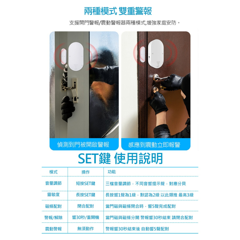 130高分貝門窗震動防盜二合一警報器(MC-03Z)-細節圖4