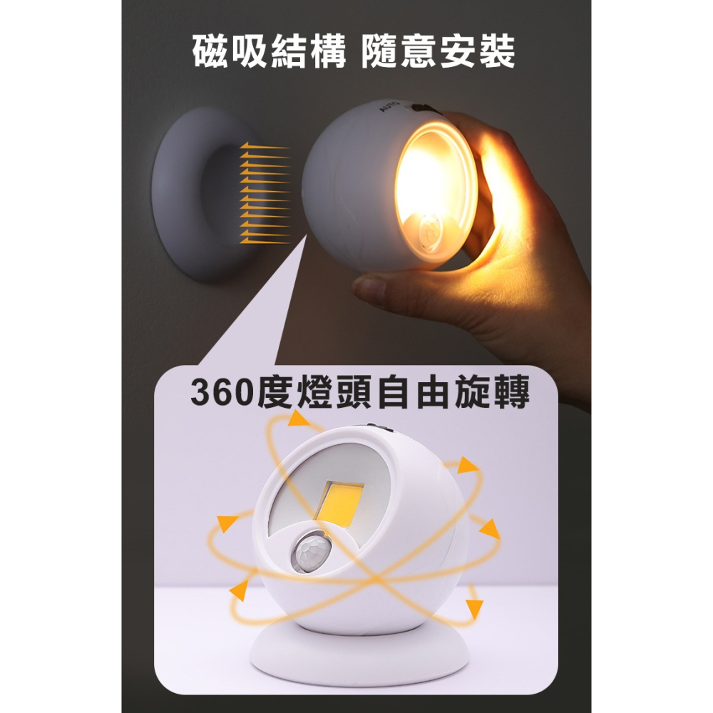 【COMET】360°磁吸式多功能COB感應燈(磁吸感應燈 展示燈 床頭燈 櫥櫃燈 床頭燈 櫥櫃燈/H221)-細節圖4