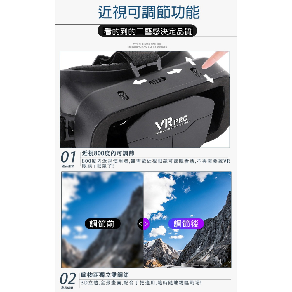 【WIDE VIEW】大視角3D頭戴立體藍光VR虛擬眼鏡(VR VR頭盔 VR 元宇宙 3D眼鏡 VR手機/P68)-細節圖4